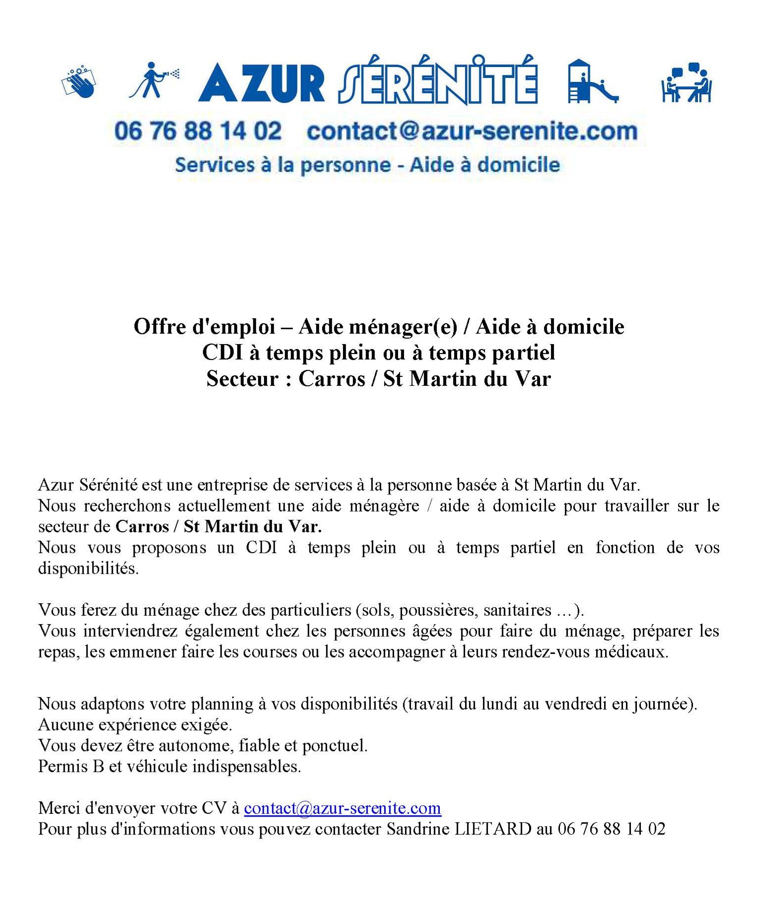 Azur Sérénité Offre D’emploi