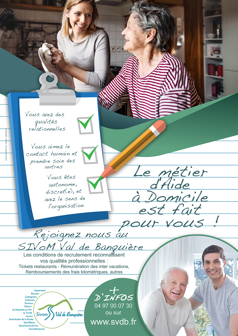 Affiche Sivom Val de Banquière - Métier d'aide à domicile - Recherche d'emploi