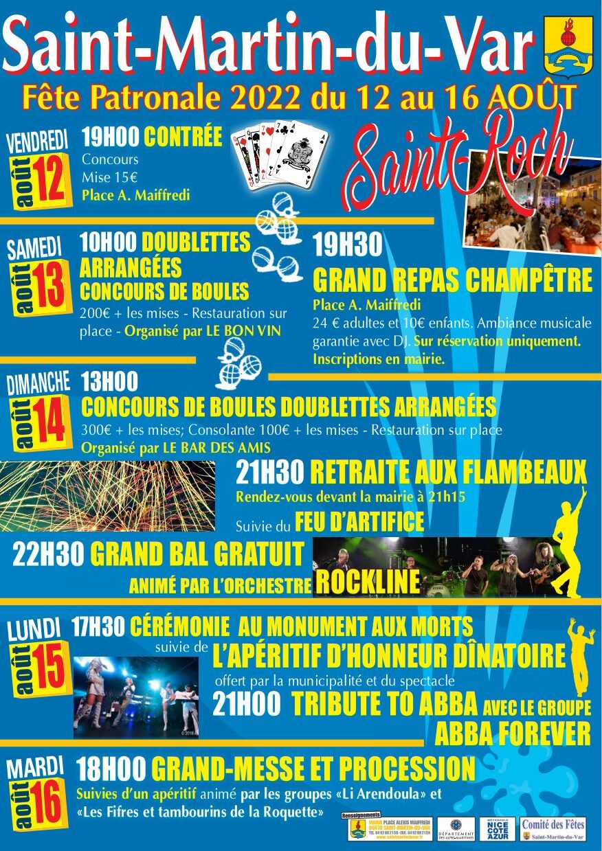 Programme des festivités de la Saint-Roch 2022