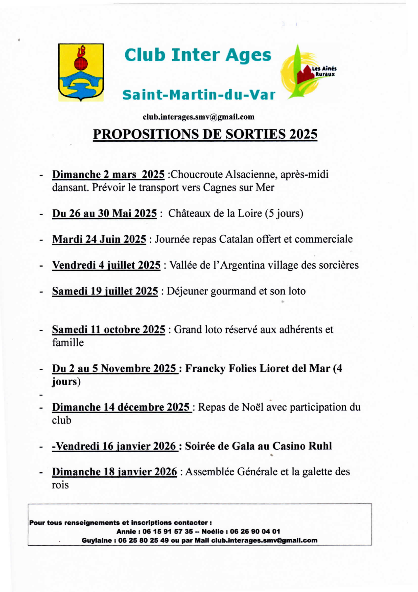 Propositions De Sorties 2025